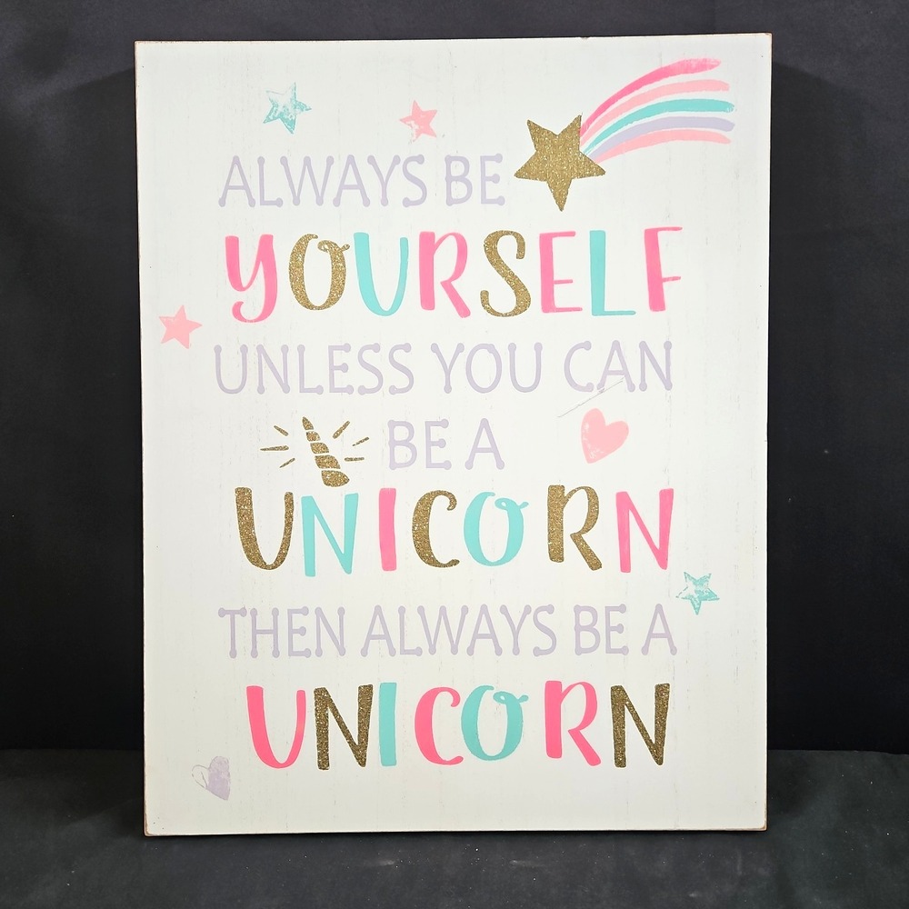 Hobby Lobby Unicorn Sign Wall Decoration Colorful 19x15 Girls Room